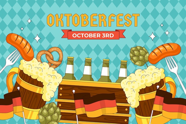 Hand drawn background for oktoberfest beer festival celebration