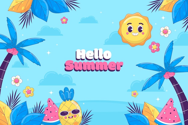 Vector hand drawn background for summertime