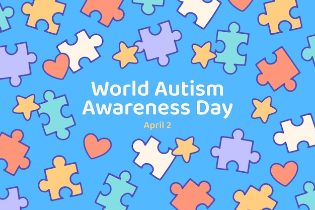 Hand drawn background for world autism awareness day