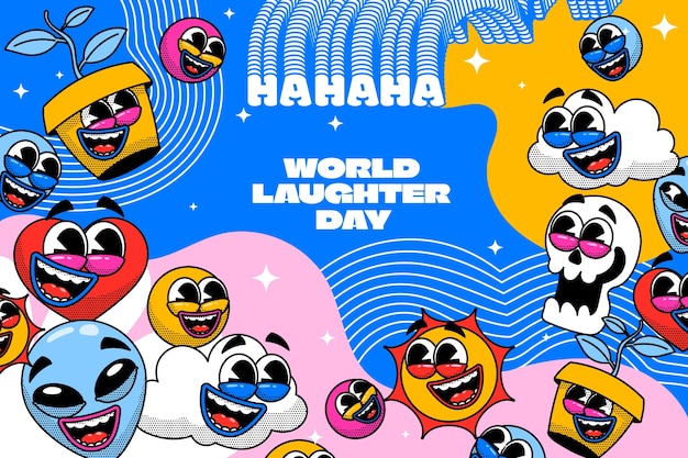 Vector hand drawn background for world laughter day