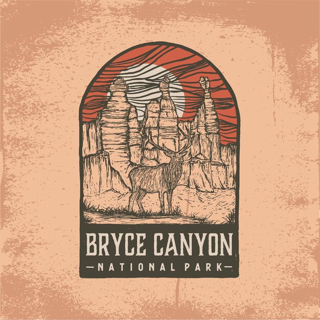 Hand drawn badge of bryce canyon national park