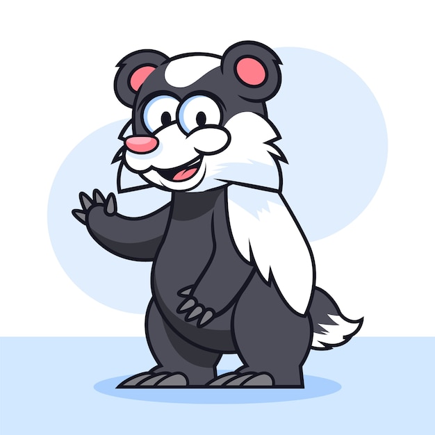 Hand drawn badger cartoon illustration