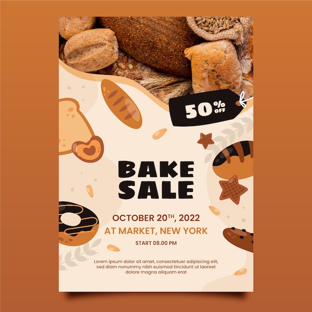 Hand drawn bake sale flyer template