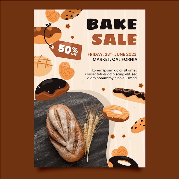 Hand drawn bake sale flyer template