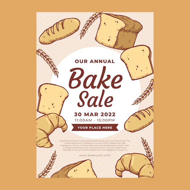 Vector hand drawn bake sale flyer