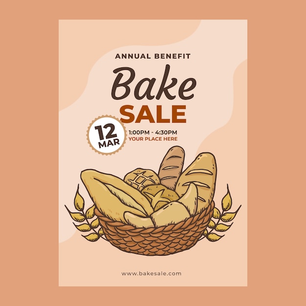 Vector hand drawn bake sale flyer