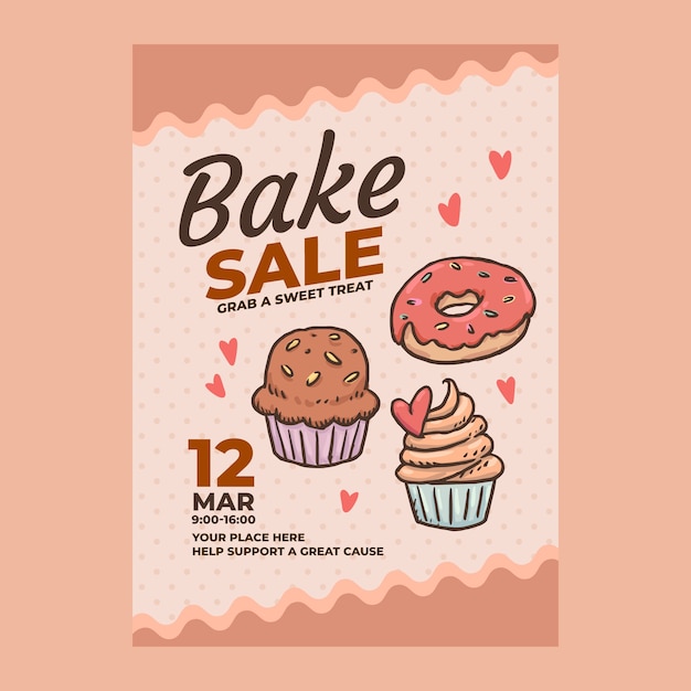 Vector hand drawn bake sale flyer