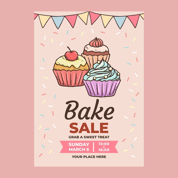 hand drawn bake sale flyer