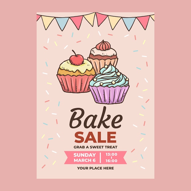 Vector hand drawn bake sale flyer