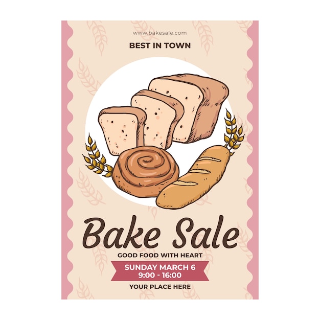 Vector hand drawn bake sale flyer