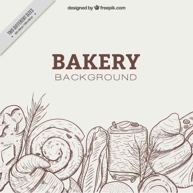 Vector hand drawn bakery background with delicious desserts