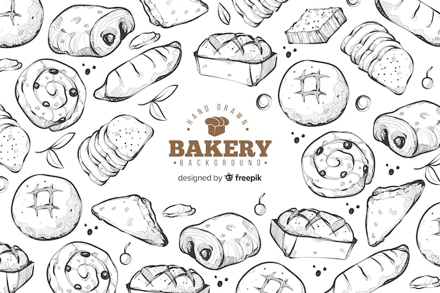 Vector hand drawn bakery background