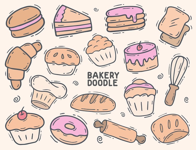 Vector hand drawn bakery doodle element