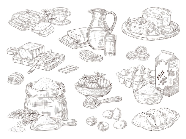 Hand drawn bakery goods illustration