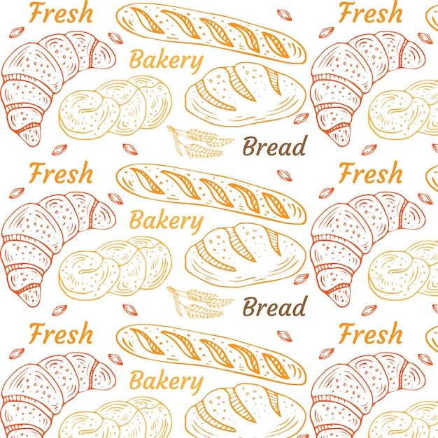 Vector hand drawn bakery isolated on white background. seamless pattern background.