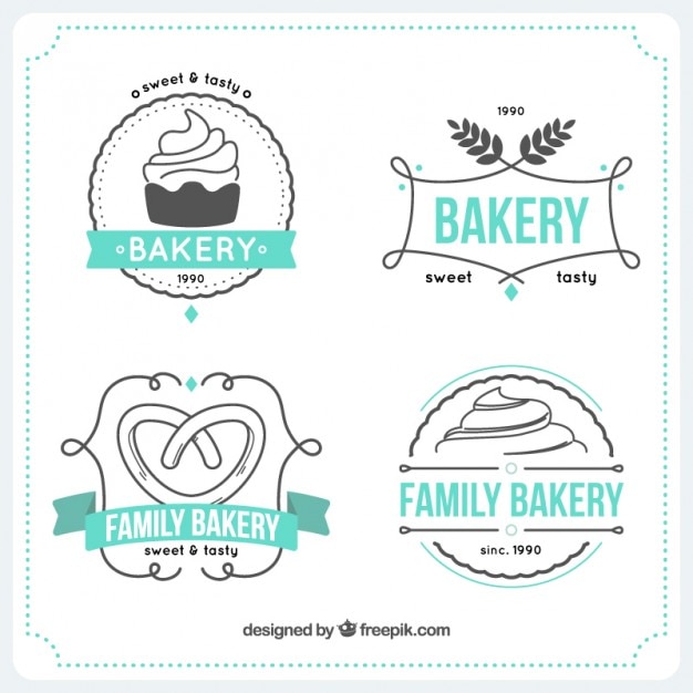 Hand drawn bakery logos templates