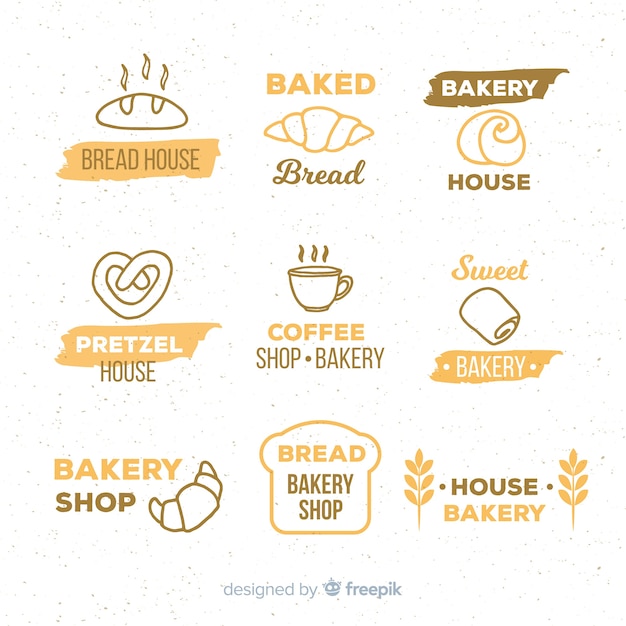 Vector hand drawn bakery logos