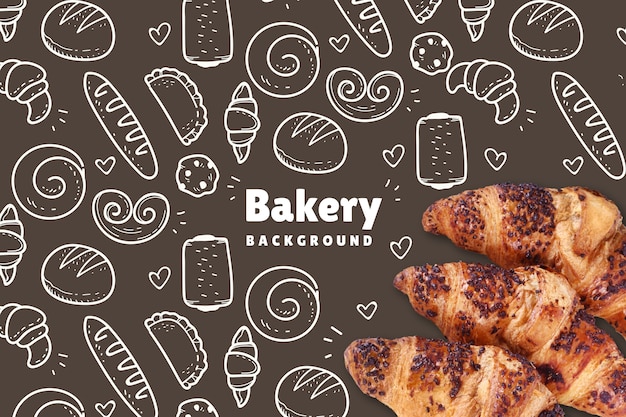 Vector hand drawn bakery pattern background