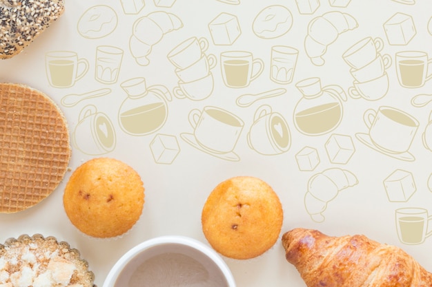hand drawn bakery pattern background