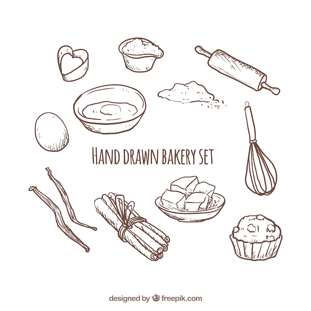 Hand drawn bakery set