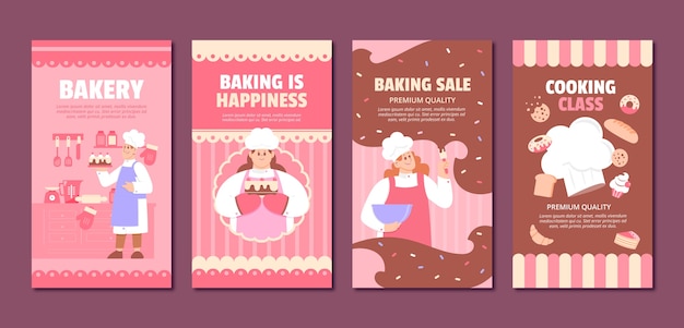 Hand drawn bakery shop instagram stories