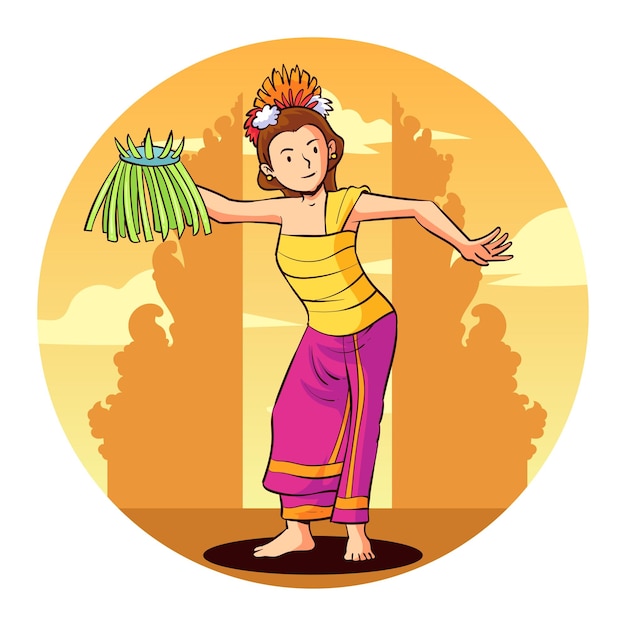 Vector hand drawn bali dance 1