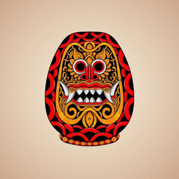 Illustrazione vettoriale balinese barong daruma disegnata a mano