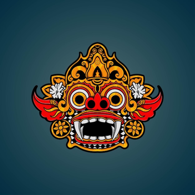 Illustrazione vettoriale della maschera balinese barong disegnata a mano