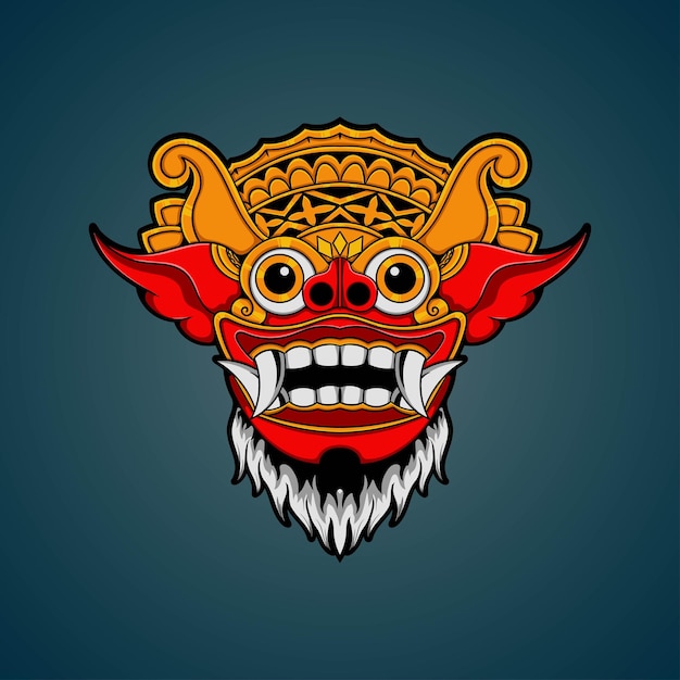 Hand drawn balinese barong mask vector illustration