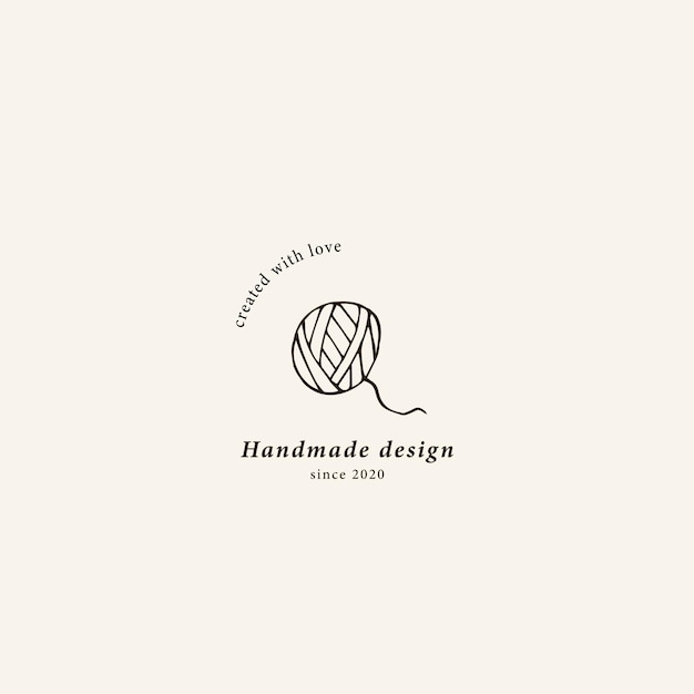 Hand drawn ball of yarn logo