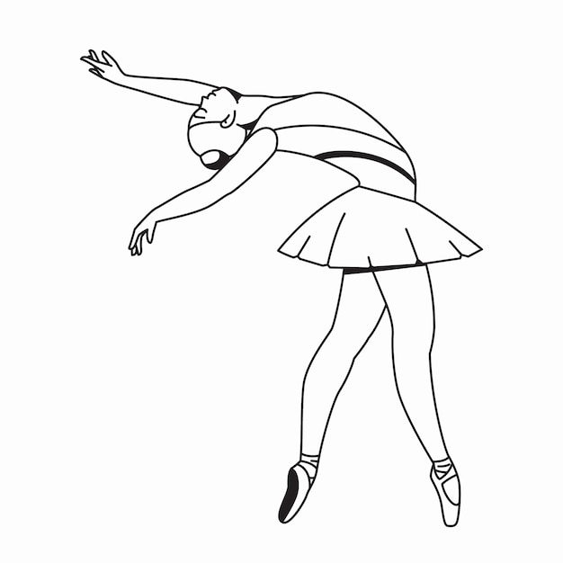 Вектор Нарисованная рукой иллюстрация контура балерины