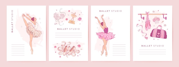 Hand drawn ballet studio poster collection