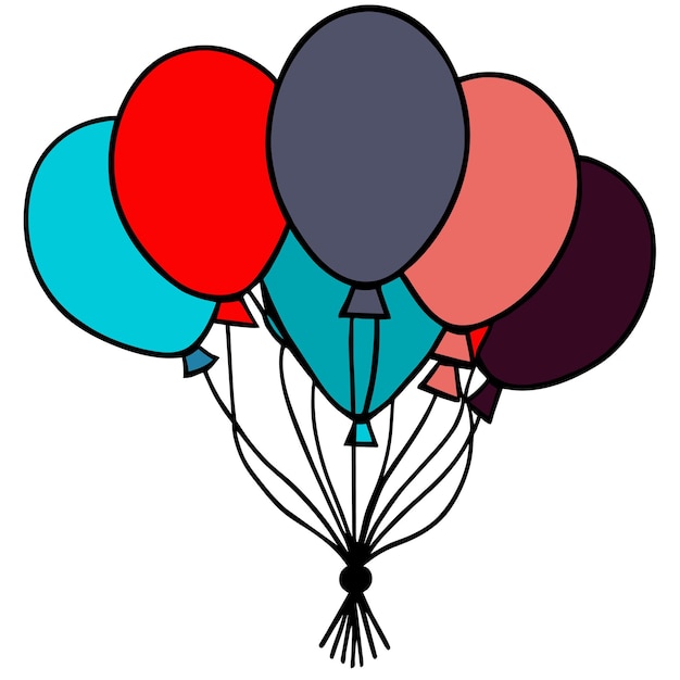Vector hand drawn balloons bundle