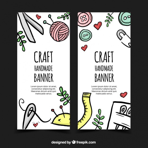 Hand drawn banners about crafts