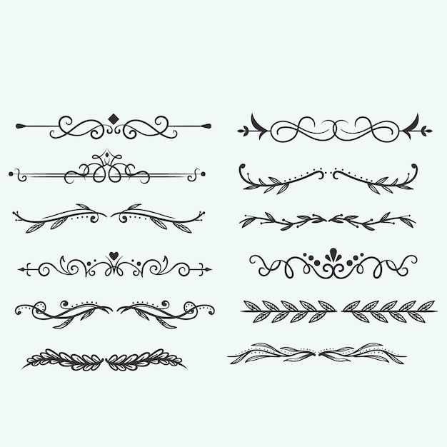 hand drawn banners leavesflowers branches and swirls ornament