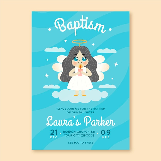 Hand drawn baptism invitation
