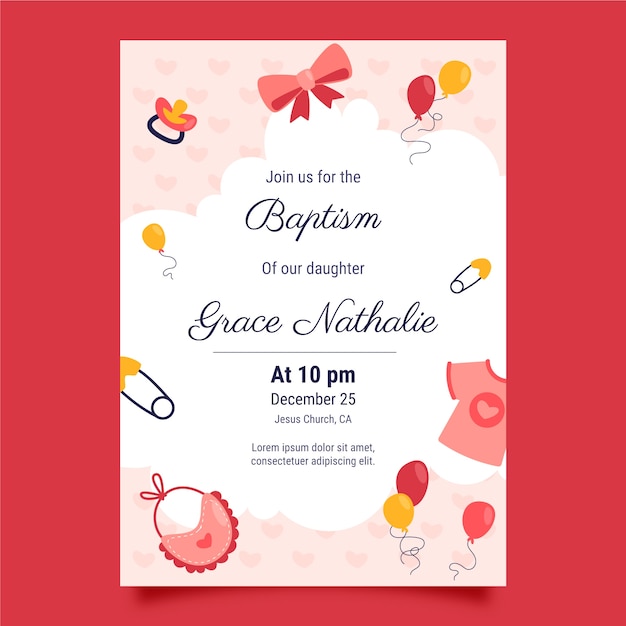 Hand drawn baptism poster template design