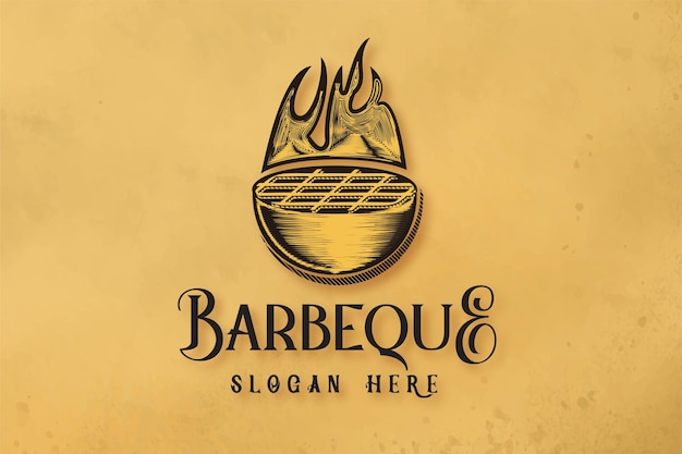 Logo di griglie per barbecue disegnato a mano designs inspiration