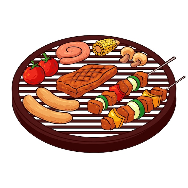 Cibo per barbecue disegnato a mano 2