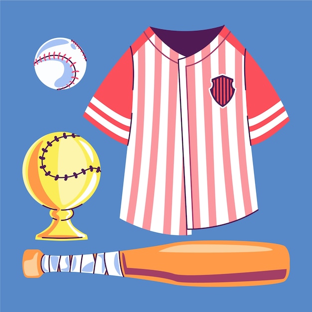 Vector hand drawn baseball element set