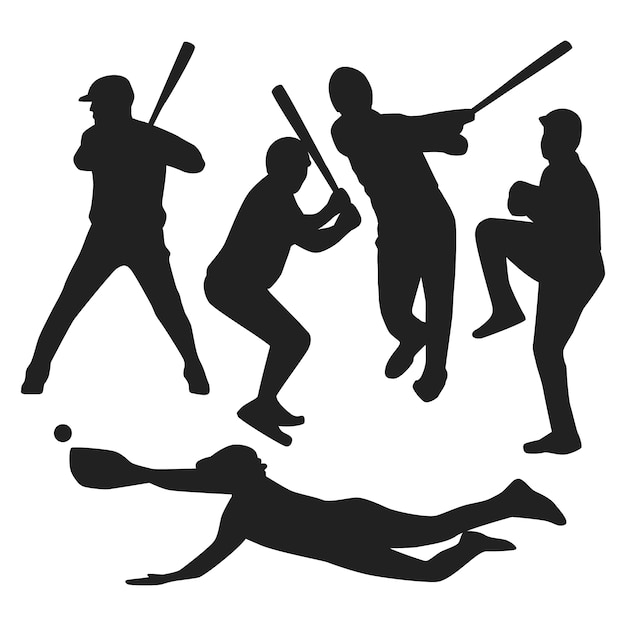 Hand drawn baseball player silhouette