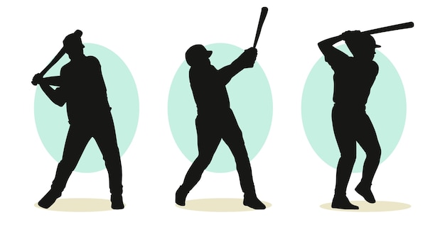 Hand drawn baseball player silhouette