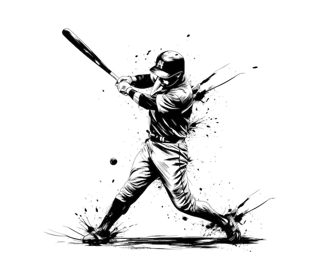 Hand drawn baseball player vector