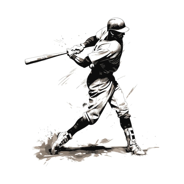 Hand drawn baseball player vector