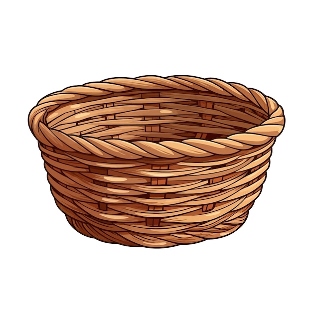 Vector hand drawn basket cartoon vector illustration clipart white background