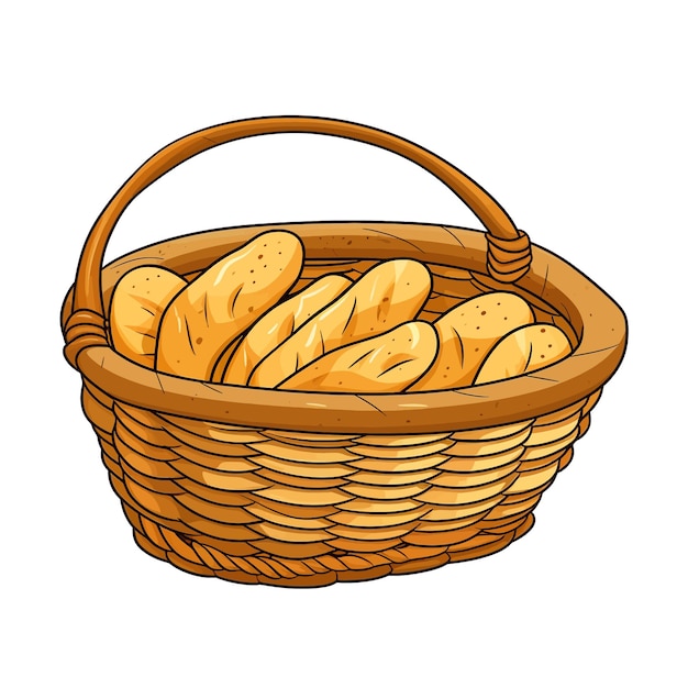 Vector hand drawn basket cartoon vector illustration clipart white background