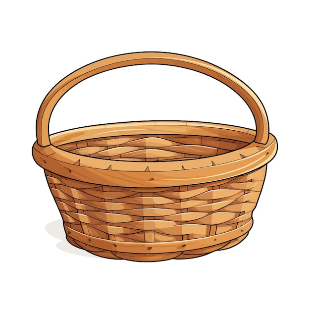 Vector hand drawn basket cartoon vector illustration clipart white background