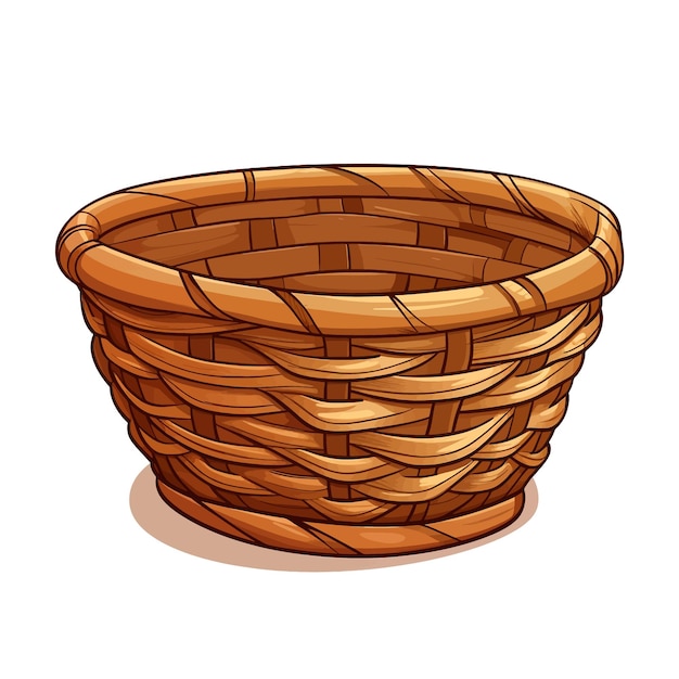 Vector hand drawn basket cartoon vector illustration clipart white background