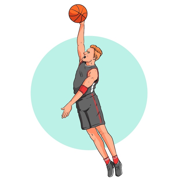 Vector hand drawn basketball  cartoon illustration