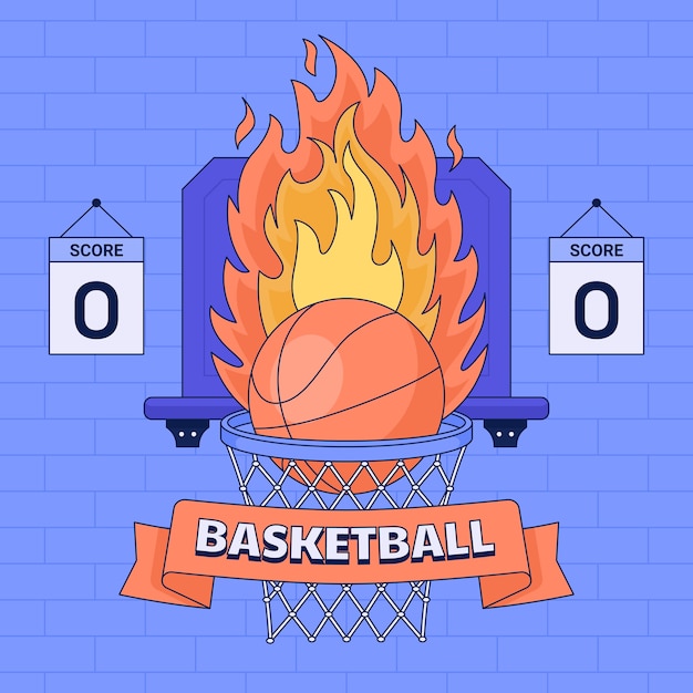 Vector hand drawn basketball drawing illustration